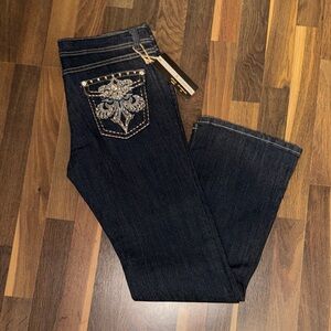 Elegant Embroidered Boot Cut Jeans